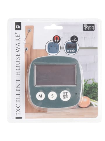 Excellent Houseware Backuhr, digital in Meerblau, (B) 3 x (H) 16,5 x (L) 14,3 cm