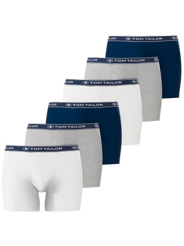 Tom Tailor Boxershorts 6er Pack in Grau / Weiß / Navy