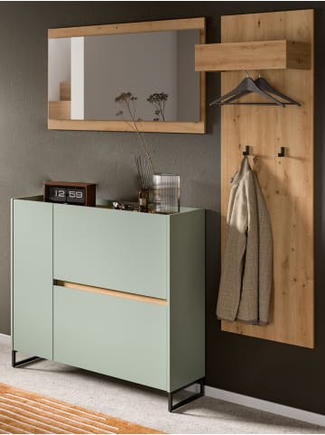 Inn.Furn Garderoben-Set 3-teilig Salbei grün, Eiche Artisan 175 cm, Garderobenschränke