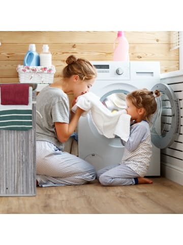 relaxdays Wäschekorb in Grau - (B)36 x (H)63 x (T)36 cm