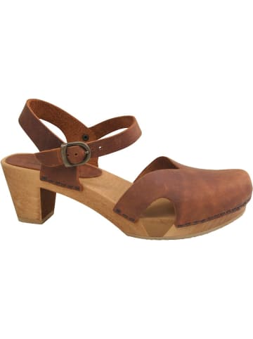Sanita Comfortwear Clog "WOOD-MATRIX SQUARE FLEX SANDAL" in Braun