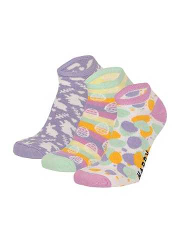 Apollo Damen Ostersocken Sneaker-Socken Hasen Ostereier 3er Pack Gr. 36-41 in Flieder