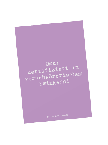 Mr. & Mrs. Panda Postkarte Spruch Oma Zwinkern mit Spruch in Lavendeltraum