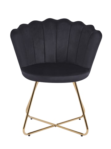 SalesFever Polsterstuhl 2er-Set im Muschel‑Design Samt mit goldfarbenem Gestell in Schwarz