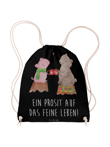 Mr. & Mrs. Panda Turnbeutel Glühschwein Sause mit Spruch in Schwarz