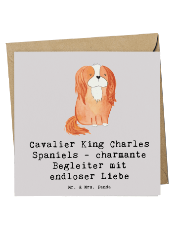Mr. & Mrs. Panda Deluxe Karte Cavalier King Charles Spaniel Begl... in Grau Pastell