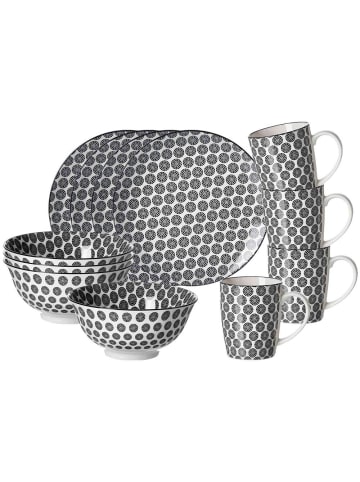 Ritzenhoff & Breker 12er Set Frühstücksset Takeo Circles schwarz-weiß in schwarz-weiß
