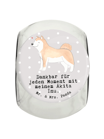 Mr. & Mrs. Panda Leckerli Glas Akita Inu Moment mit Spruch in Grau Pastell