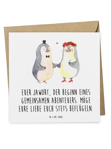 Mr. & Mrs. Panda Geschenkgutschein Hochzeit Abenteuer mit Spruch in Weiß