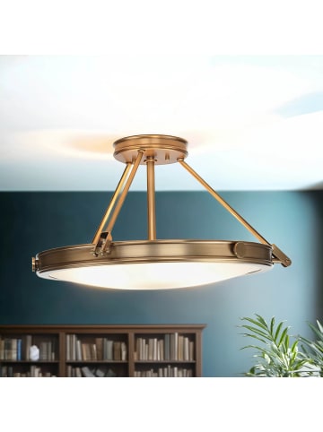 Licht-Erlebnisse Deckenlampe Ø 55.9 x (H)29.3 cm in Messing Antik WeißMessing Antik Weiß