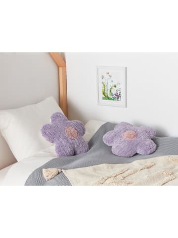Beliani 2er-Set Dekokissen SORREL in Violett/Weiß/Rosa