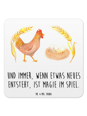 Mr. & Mrs. Panda Gläseruntersetzer Huhn Stolz mit Spruch in Weiß