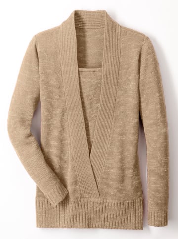 Sieh an! 2-in-1-Pullover in goldfarben-meliert