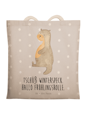 Mr. & Mrs. Panda Shopper Bag Otter Bauch mit Spruch in Grau Pastell