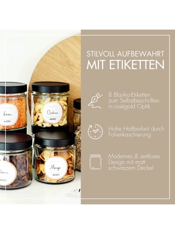Räuberella Vorratsgläser 3er Set mit Etikettenvorlagen in Transparent - 720 ml