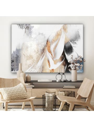 MuchoWow Leinwand bilder Abstrakte Kunst weiß gold (BxH)