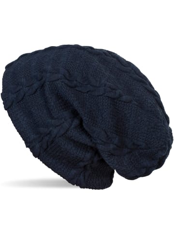 styleBREAKER Feinstrick Beanie Mütze in Dunkelblau