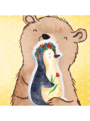 Mr. & Mrs. Panda Kissen Kuscheltier Pinguin Blumen ohne Spruch in Weiß