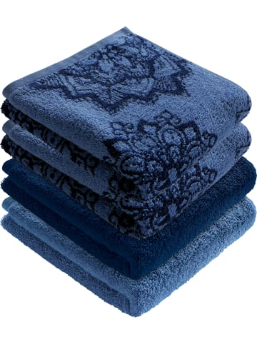 Erwin Müller Frottier, Jacquard Handtuch 4er-Pack Bühl in blau/dunkelblau
