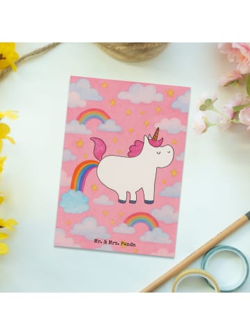 Mr. & Mrs. Panda Postkarte Einhorn Pupsen Design ohne Spruch in Weiß