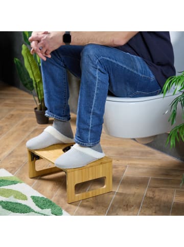 relaxdays Toilettenhocker in Natur - (B)43 x (H)18,5 x (T)27,5 cm