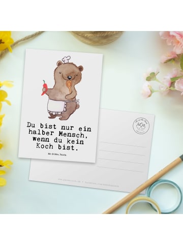 Mr. & Mrs. Panda Postkarte Koch Herz mit Spruch in Weiß