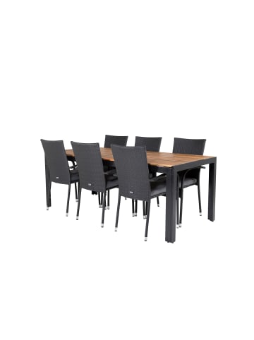 ebuy24 Gartenmöbel-Set Bois (7-teilig) Schwarz 90 x 205 cm