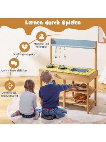 COSTWAY Matschküche Kinder Outdoor in Hellbraun