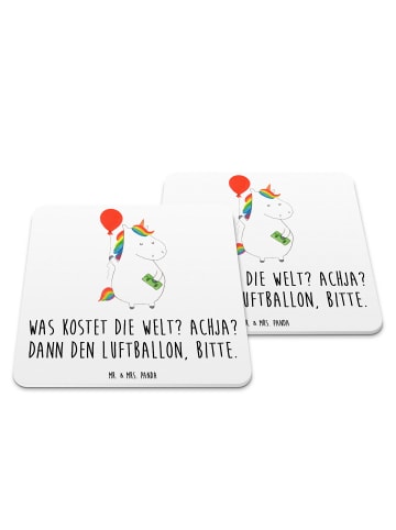 Mr. & Mrs. Panda Untersetzer für Gläser Einhorn Luftballon mit S... in Weiß