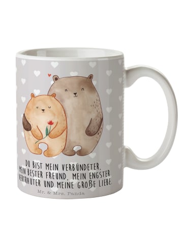Mr. & Mrs. Panda Tasse Bären Liebe mit Spruch in Grau Pastell