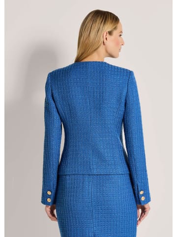 MADELEINE Eleganter Kurzblazer ohne Kragen in royalblau