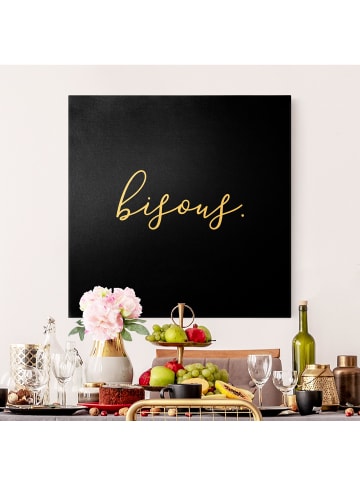 WALLART Leinwandbild Gold - bisous Schwarz in Schwarz