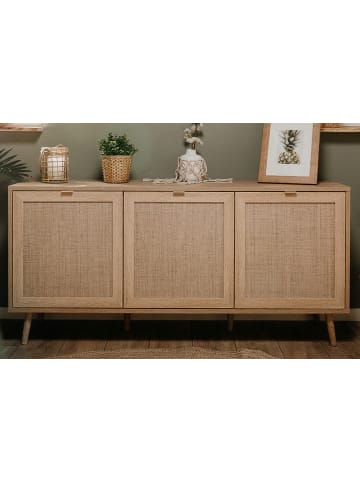 Furn.Design Sideboard Eiche Sonoma, Bast-Dekor 150 cm, Kommode skandinavisch
