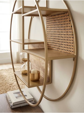 KADIMA DESIGN Wandregal Rattan 62x62x17cm Hängeregal Massivholz/Metall Industrial
