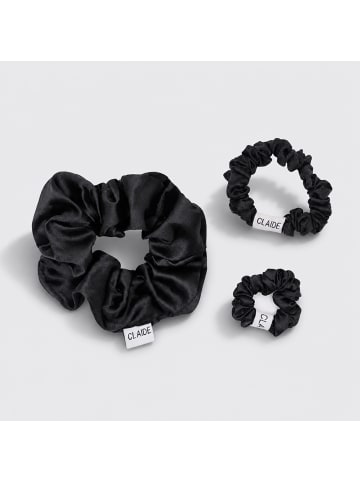Claide Scrunchie Black Silk Bundle (3er-Pack)  in  Schwarz