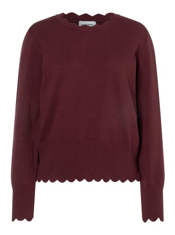More & More dekorativer Feinstrickpullover, Wellenkante in pomegranate red