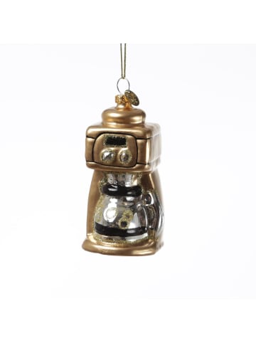 MARELIDA Weihnachtsbaumschmuck Filterkaffee Glas Kaffeemaschine H: 9cm gold