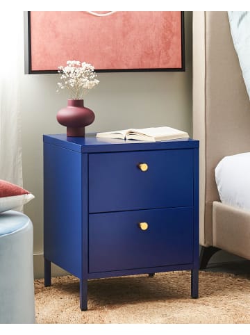 Beliani Nachttisch KYLEA in Blau/Gold - (W) 43 x (H) 55 x (L) 40 cm
