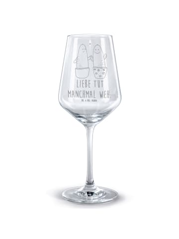 Mr. & Mrs. Panda Glas Rotwein Kaktus Liebe mit Spruch in Transparent