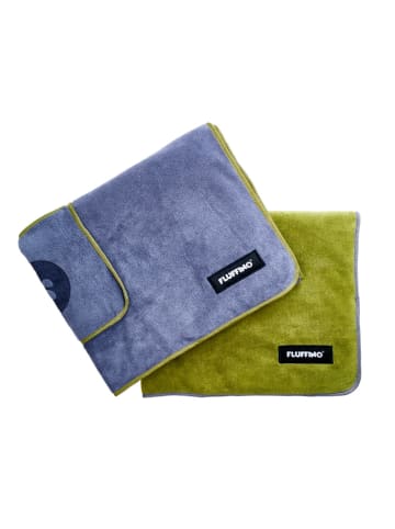 FLUFFINO Hundehandtuch Set 2-tlg. S grau/grün Bunt