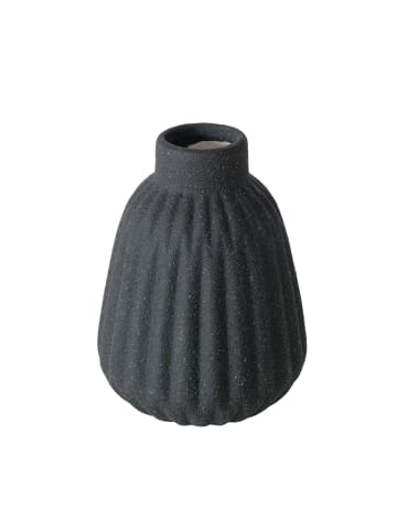 Boltze Keramikvase mit Rillen, ESKO in Schwarz, Ø 8 x (H) 10,5 cm