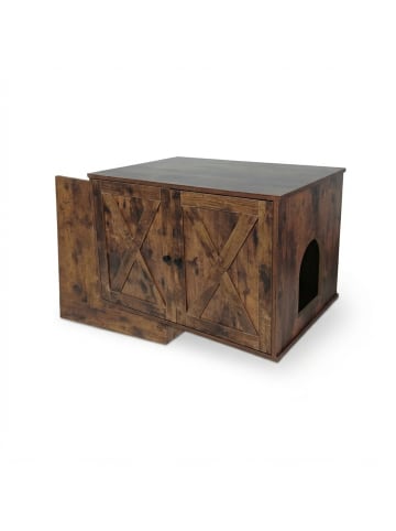 relaxdays Katzenschrank in Dunkelbraun - (B)80 x (H)50 x (T)53 cm