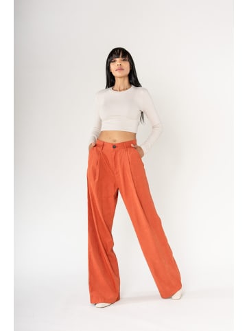 Nina Carter Weite Samt Hose mit Elegant Lockerem Beinschnitt in Rot