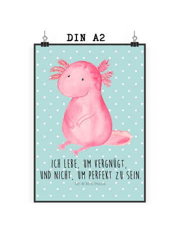 Mr. & Mrs. Panda Poster Axolotl Niedlich mit Spruch in Türkis Pastell