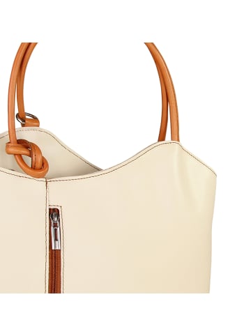 Toscanto Schultertasche, Rucksack Leder braun, beige ca. 28cm