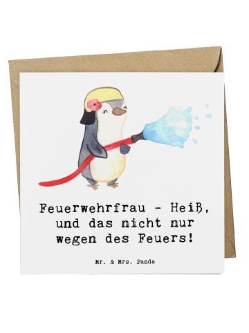 Mr. & Mrs. Panda Deluxe Karte Feuerwehrfrau Heiß mit Spruch in Weiß