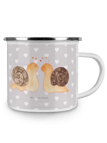 Mr. & Mrs. Panda Campingbecher Schnecken Liebe ohne Spruch in Grau Pastell