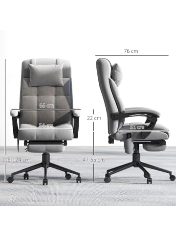 Vinsetto Bürostuhl-66L x 76B x 116-124H cm-Grau