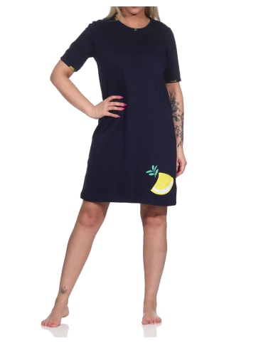 NORMANN kurzarm Nachthemd Zitronen - 73171 in marine