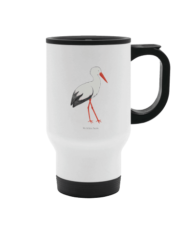 Mr. & Mrs. Panda camping thermobecher Storch ohne Spruch in Weiß